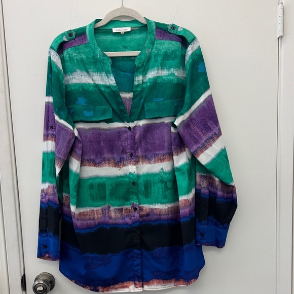 Calvin Klein Multicolor Striped Button Down Shirt - Picture 1 of 4
